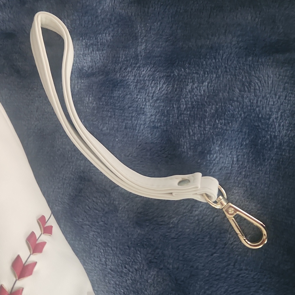 White and Red Baseball Stitch Crossbody Bag - Picture 5 of 8